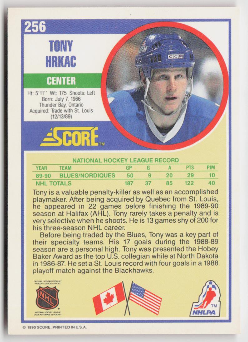 1990-91 Score American #256 Tony Hrkac