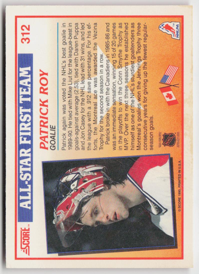 1990-91 Score American #312 Patrick Roy
