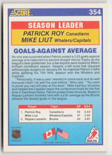 1990-91 Score American #354 Patrick Roy / Mike Liut