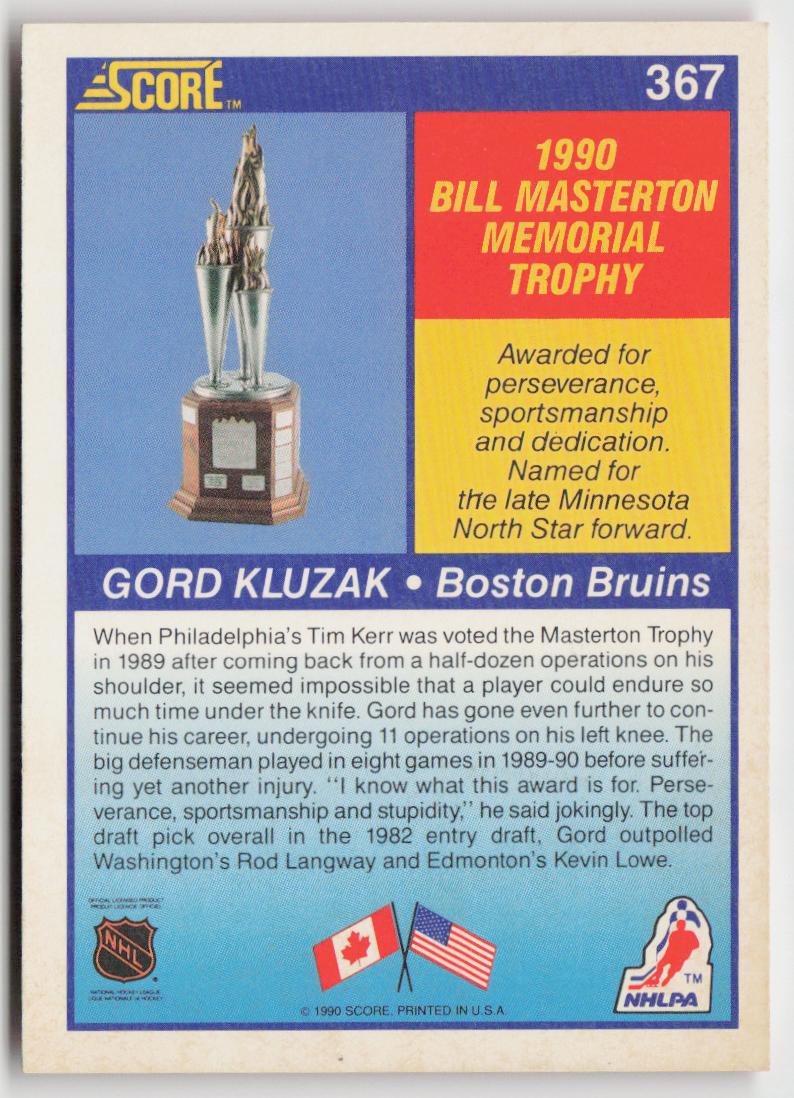 1990-91 Score American #367 Gord Kluzak