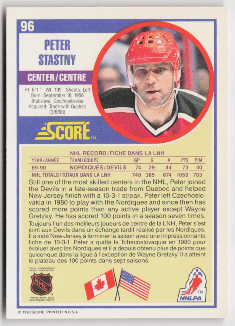 1990-91 Score Canadian #96 Peter Stastny