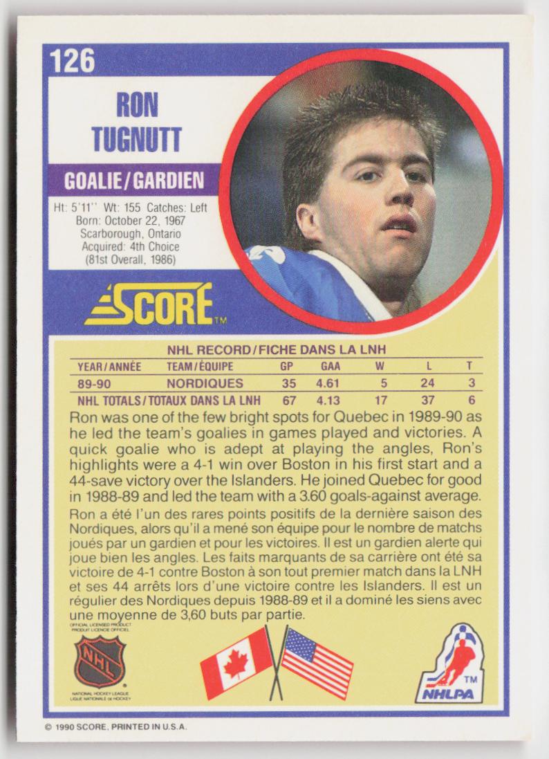 1990-91 Score Canadian #126 Ron Tugnutt