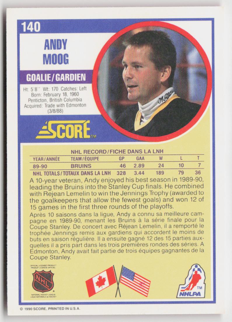 1990-91 Score Canadian #140 Andy Moog