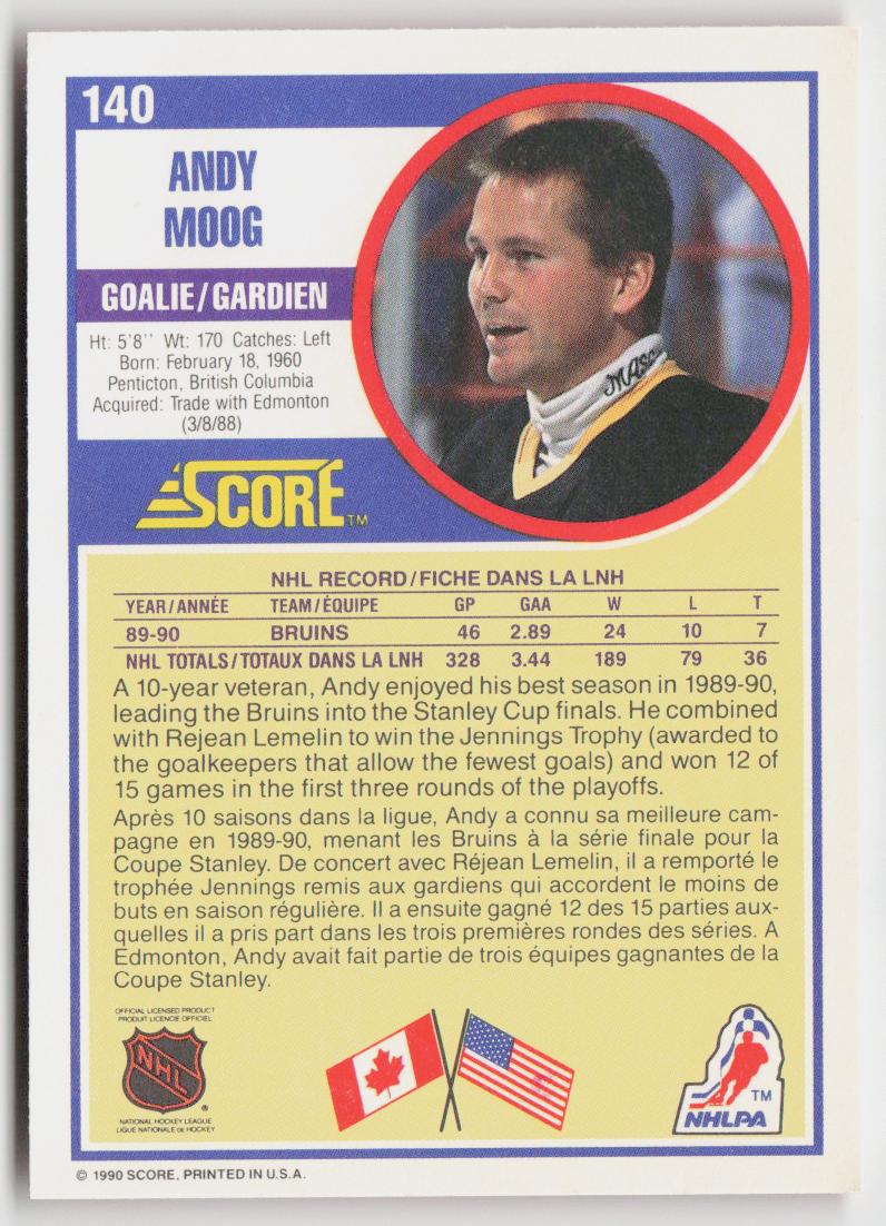 1990-91 Score Canadian #140 Andy Moog