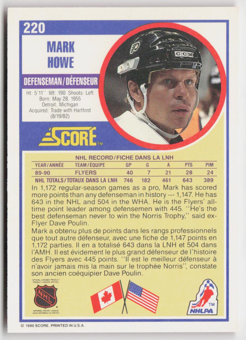 1990-91 Score Canadian #220 Mark Howe