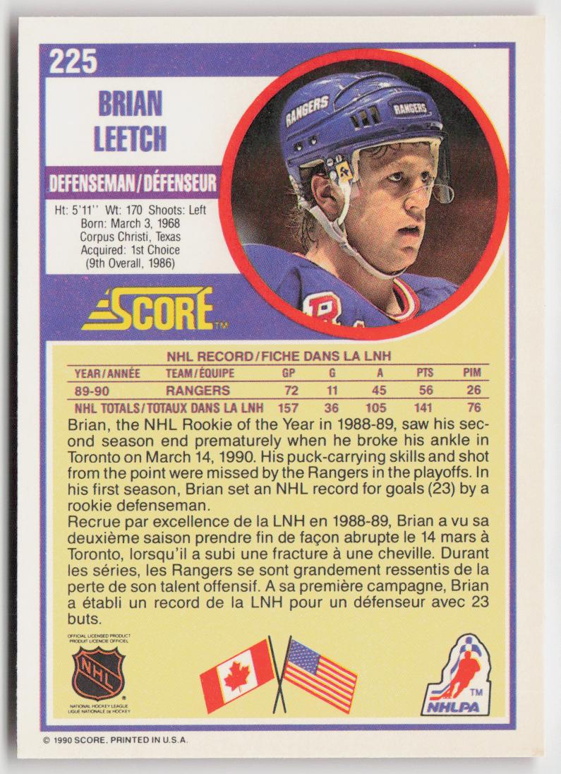 1990-91 Score Canadian #225 Brian Leetch