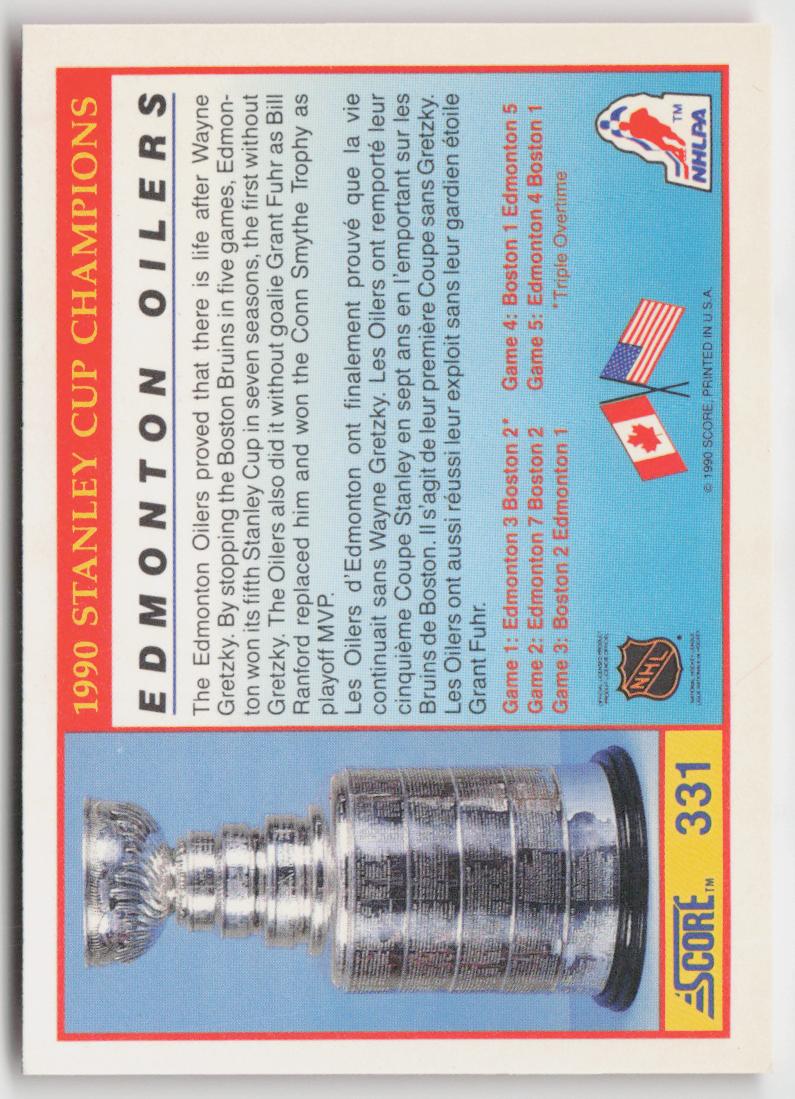 1990-91 Score Canadian #331 1990 Stanley Cup Champions