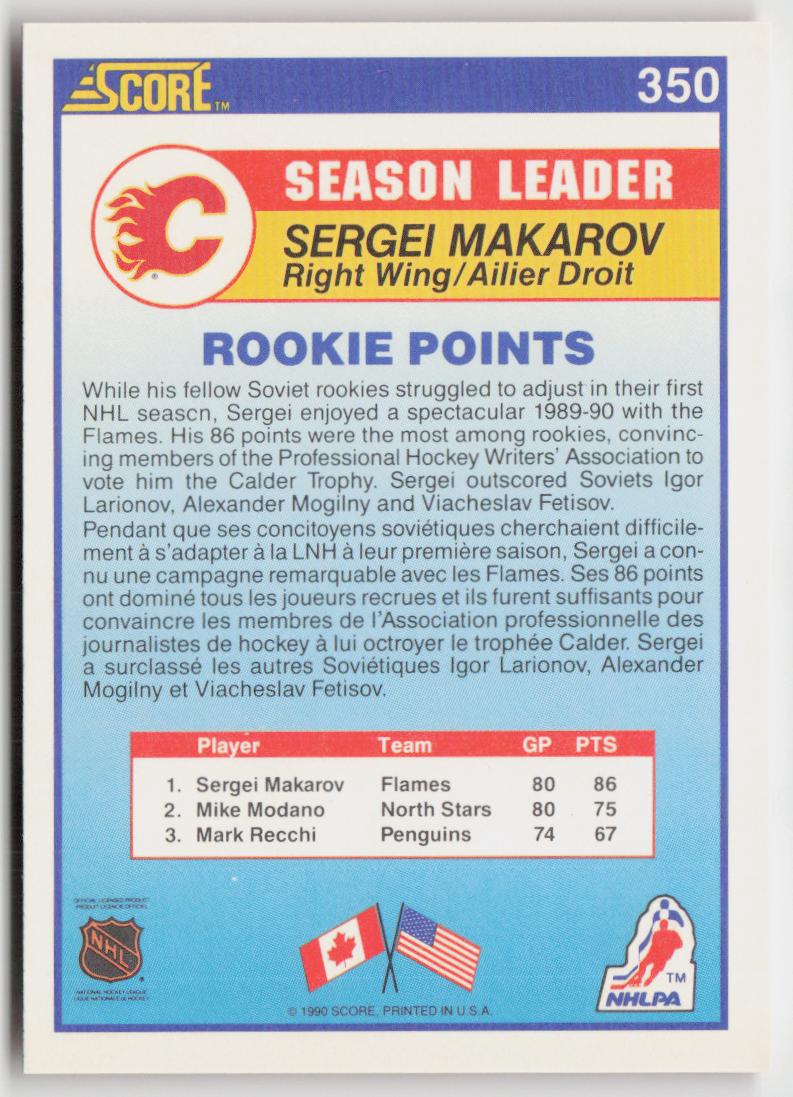 1990-91 Score Canadian #350 Sergei Makarov