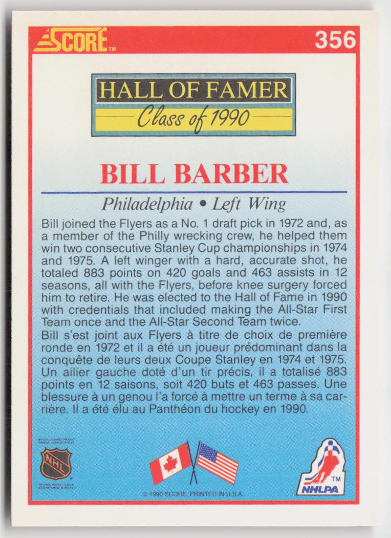 1990-91 Score Canadian #356 Bill Barber