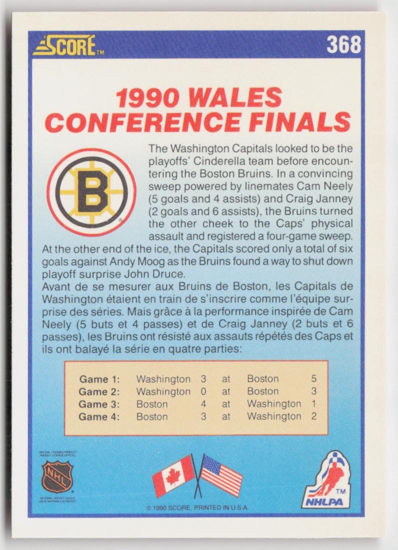 1990-91 Score Canadian #368 Boston Bruins 1990 Conference Champions