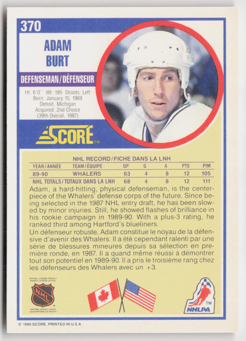 1990-91 Score Canadian #370 Adam Burt