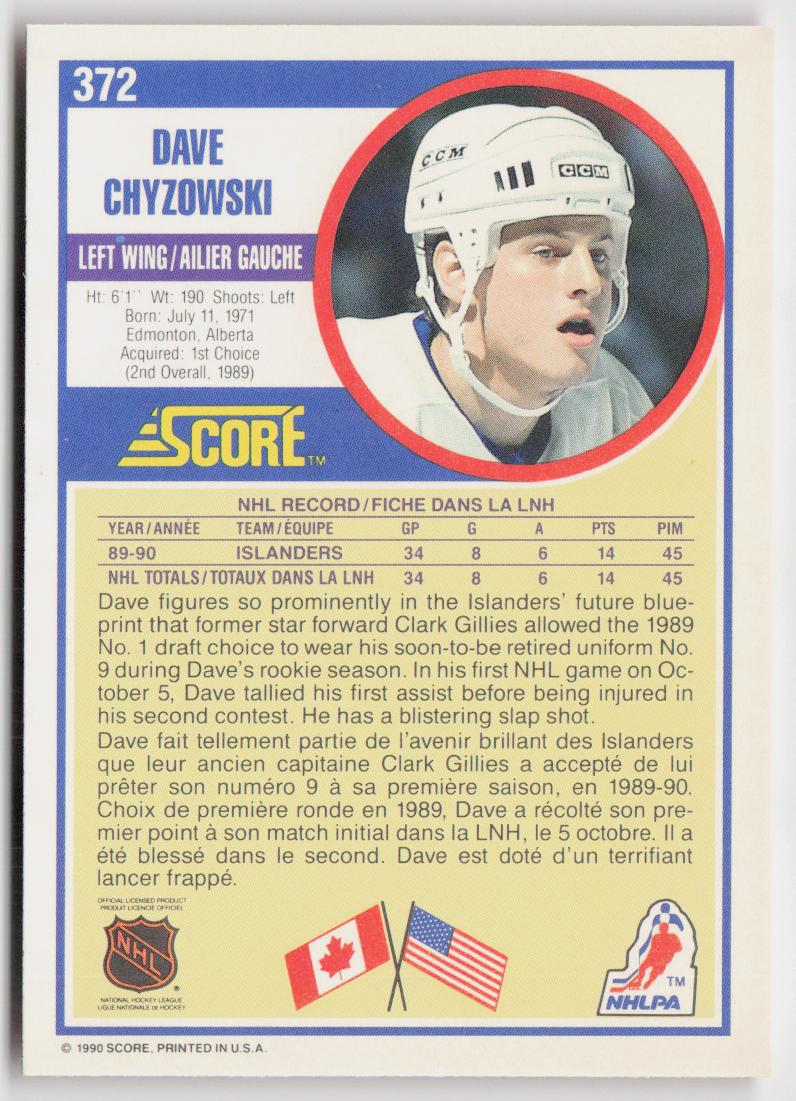 1990-91 Score Canadian #372 Dave Chyzowski
