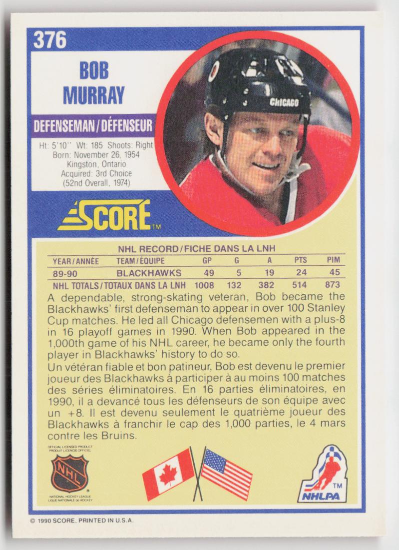 1990-91 Score Canadian #376 Bob Murray