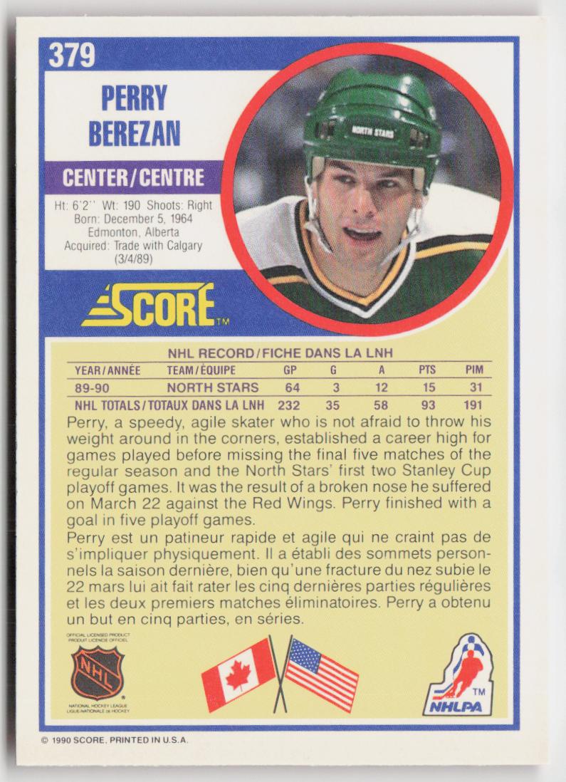 1990-91 Score Canadian #379 Perry Berezan