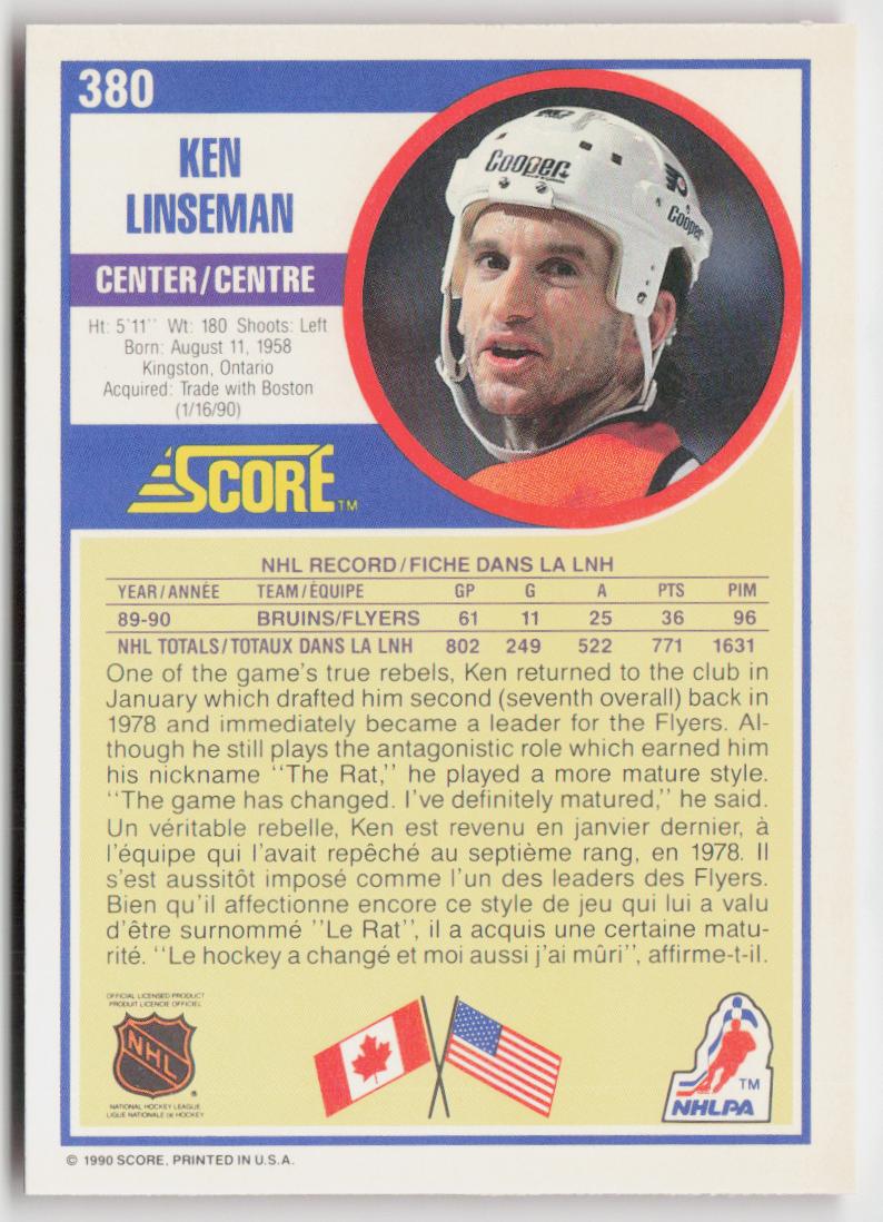 1990-91 Score Canadian #380 Ken Linseman