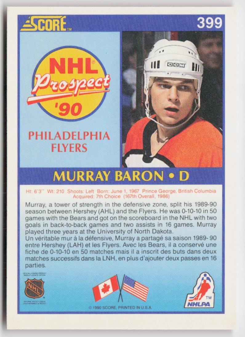 1990-91 Score Canadian #399 Murray Baron