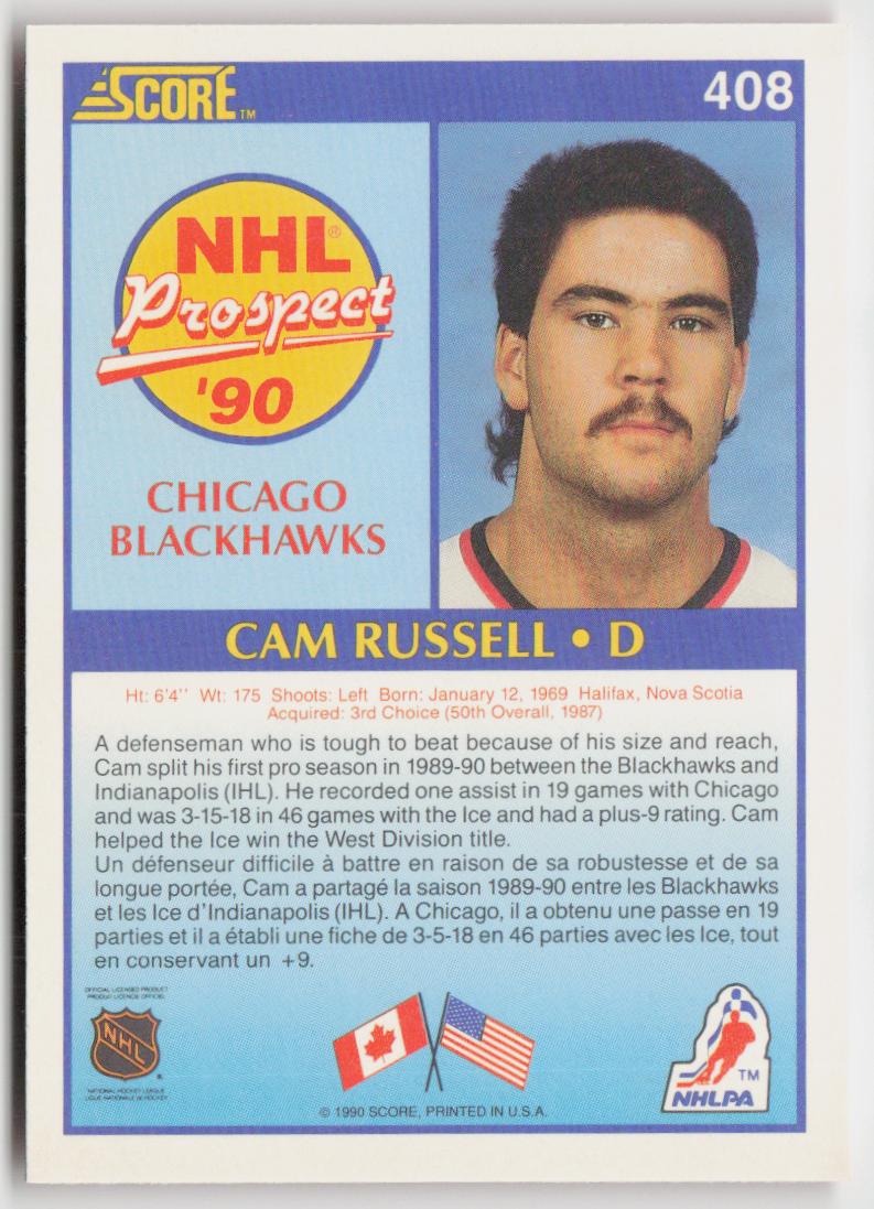 1990-91 Score Canadian #408 Cam Russell