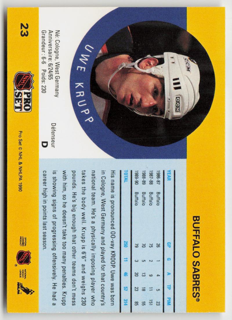 1990-91 Pro Set #23 Uwe Krupp