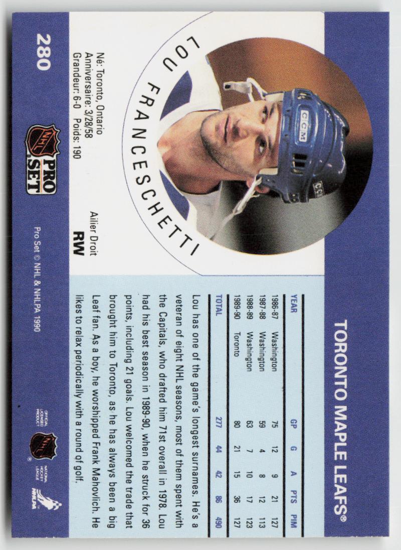 1990-91 Pro Set #280 Lou Franceschetti