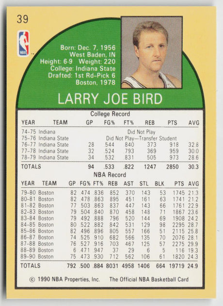 1990-91 Hoops 39 Larry Bird