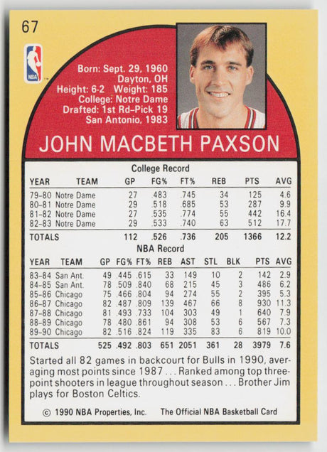 1990-91 Hoops 67 John Paxson