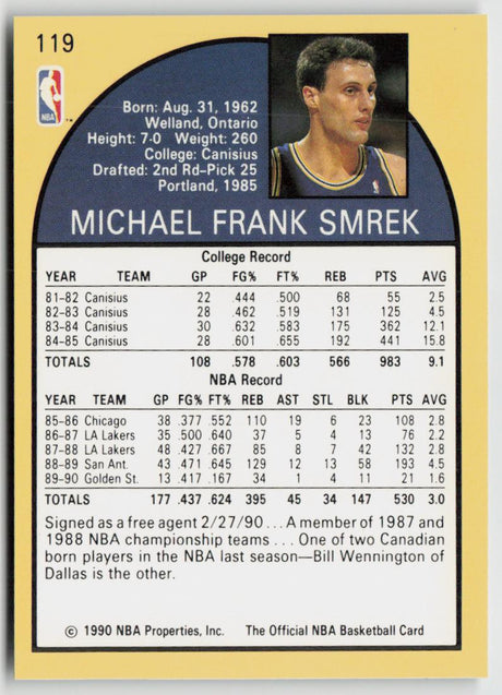 1990-91 Hoops 119 Mike Smrek