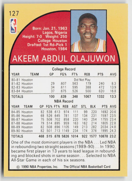 1990-91 Hoops 127 Akeem Olajuwon
