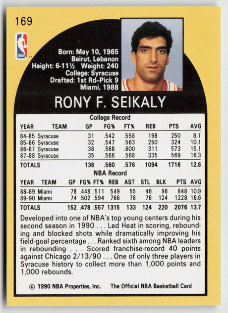 1990-91 Hoops 169b Rony Seikaly