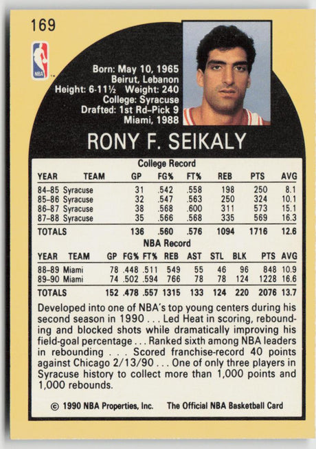 1990-91 Hoops 169b Rony Seikaly
