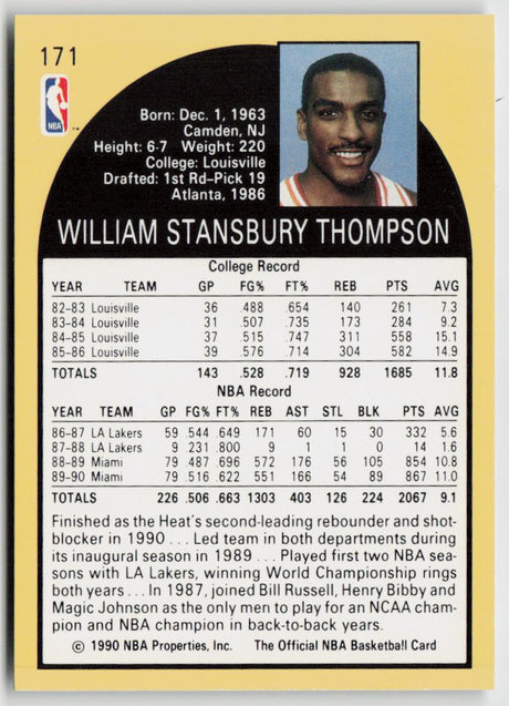 1990-91 Hoops 171a Billy Thompson