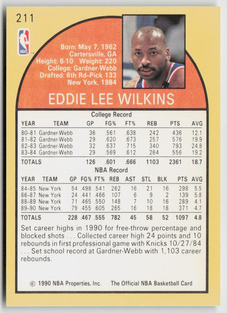 1990-91 Hoops 211 Eddie Lee Wilkins