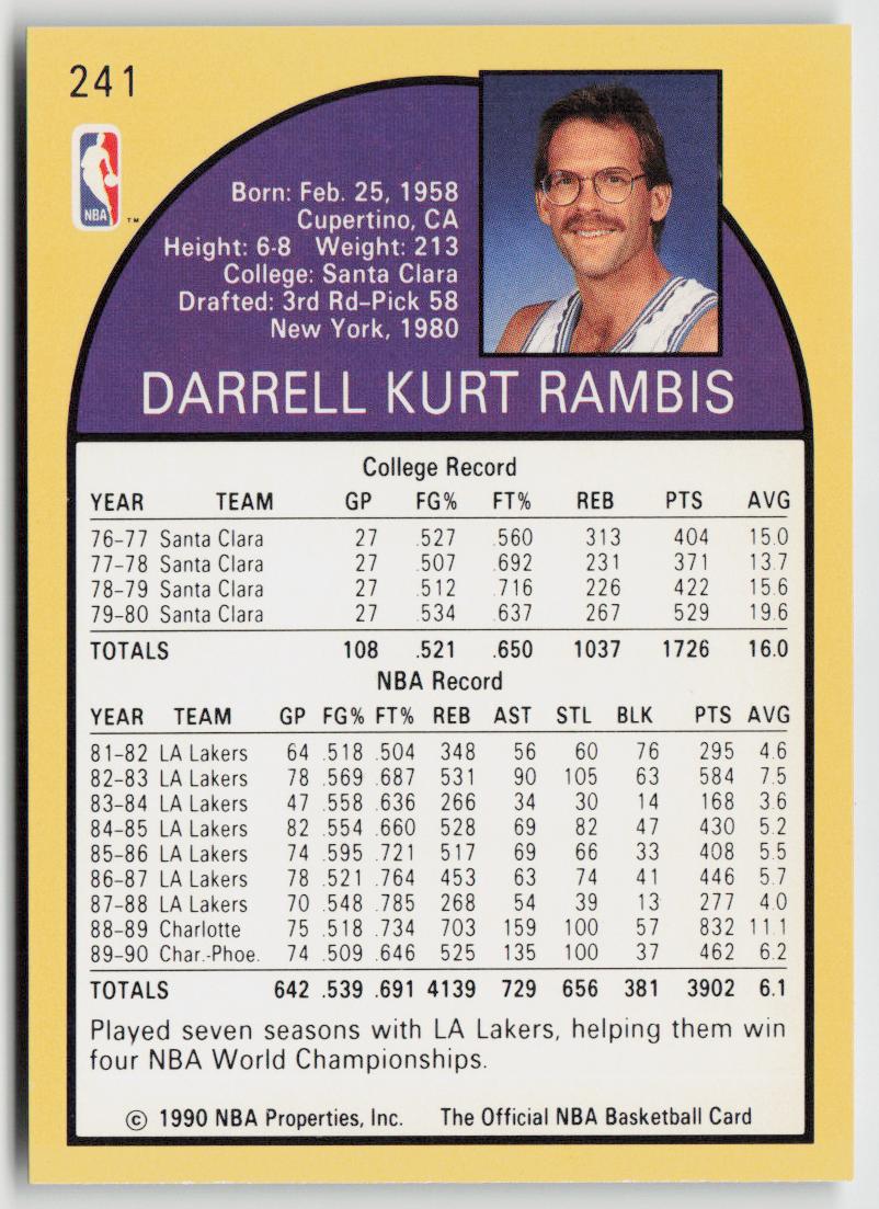 1990-91 Hoops #241 Kurt Rambis