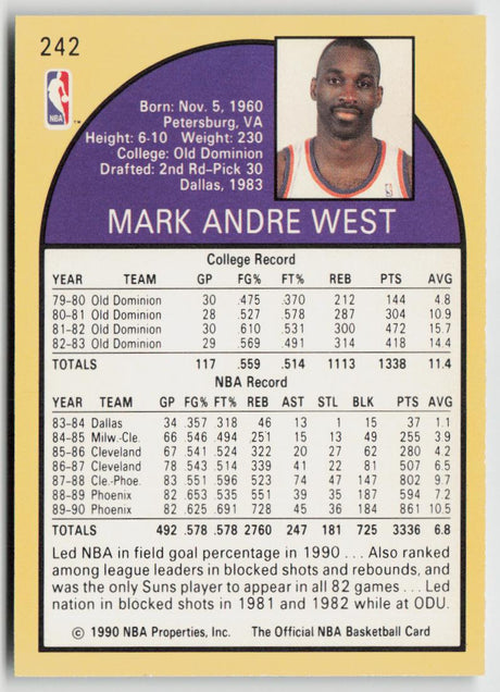 1990-91 Hoops 242 Mark West