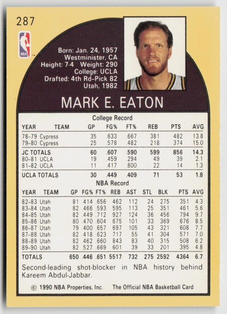 1990-91 Hoops 287 Mark Eaton
