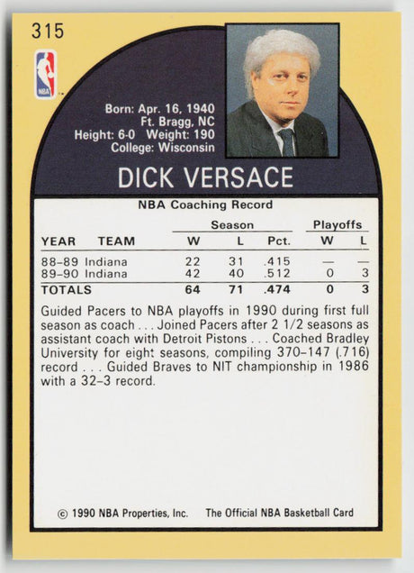 1990-91 Hoops 315 Dick Versace