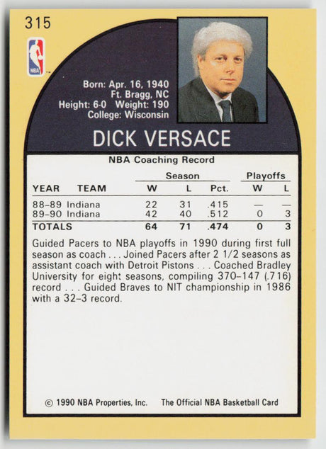 1990-91 Hoops 315 Dick Versace