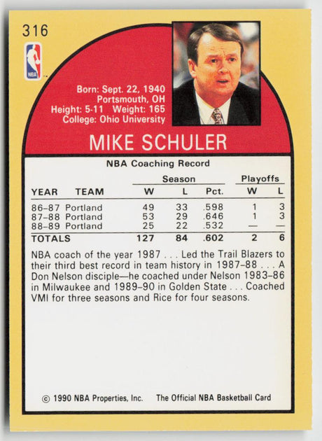 1990-91 Hoops 316 Mike Schuler