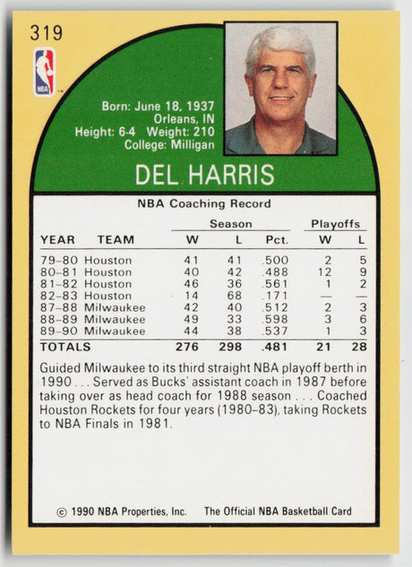 1990-91 Hoops 319 Del Harris