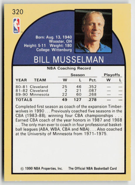 1990-91 Hoops 320 Bill Musselman