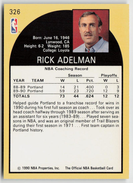1990-91 Hoops 326 Rick Adelman