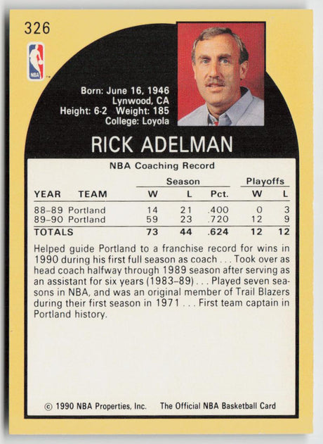 1990-91 Hoops 326 Rick Adelman