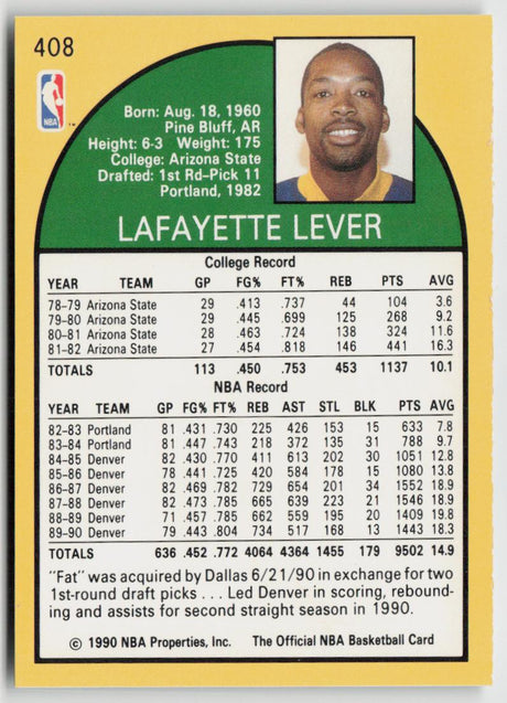 1990-91 Hoops 408 Fat Lever