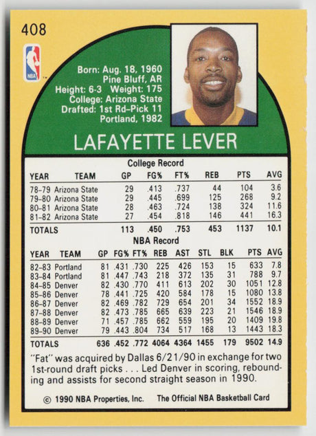 1990-91 Hoops 408 Fat Lever