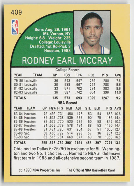 1990-91 Hoops 409 Rodney McCray