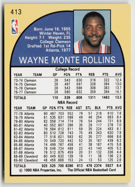 1990-91 Hoops 413 Tree Rollins