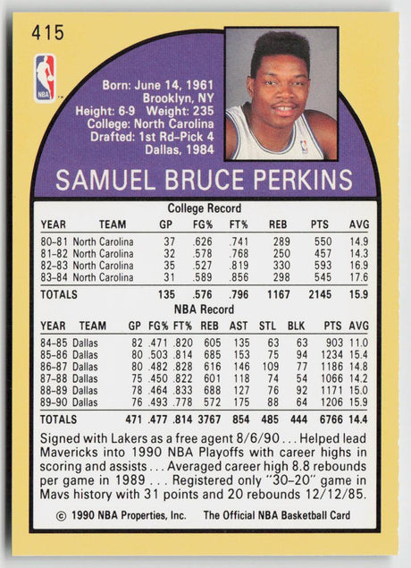 1990-91 Hoops 415 Sam Perkins
