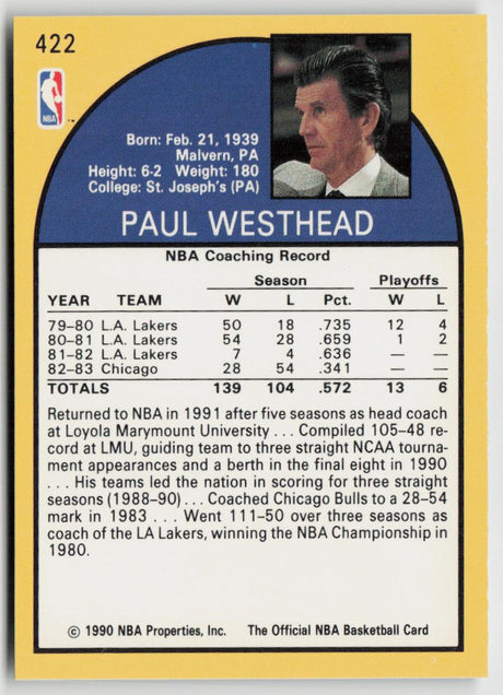 1990-91 Hoops 422 Paul Westhead
