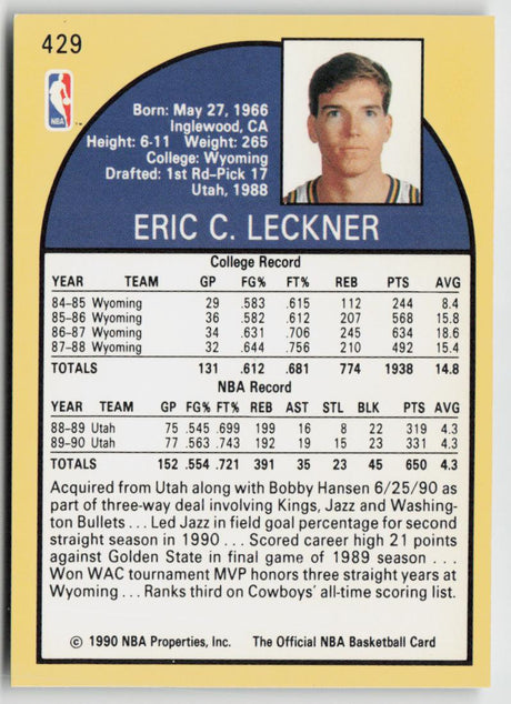 1990-91 Hoops 429 Eric Leckner