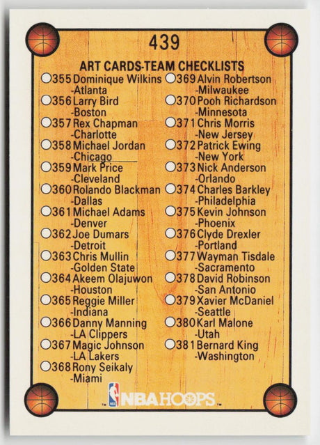 1990-91 Hoops 439 Checklist: 337-381