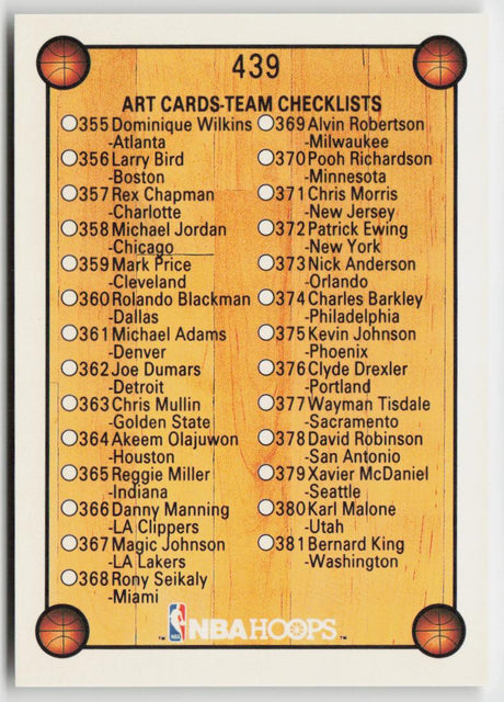 1990-91 Hoops 439 Checklist: 337-381